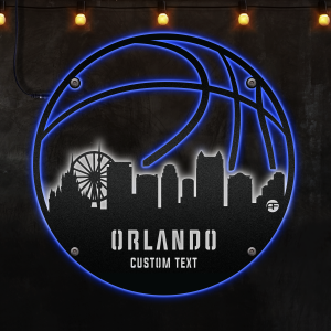 Custom Orlando basketball Afcultures Custom Neon Metal Sign, Neon Lights Metal Wall Art, Personalized Sports Name Sign Decoration For Room, Basketball Player Outdoor Home Decor Gift