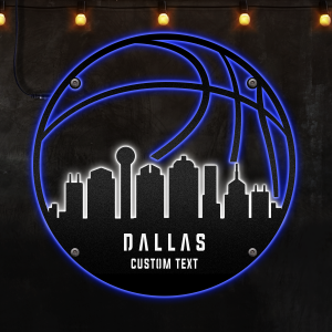 Custom Dallas basketball Afcultures Custom Neon Metal Sign, Neon Lights Metal Wall Art, Personalized Sports Name Sign Decoration For Room, Basketball Player Outdoor Home Decor Gift