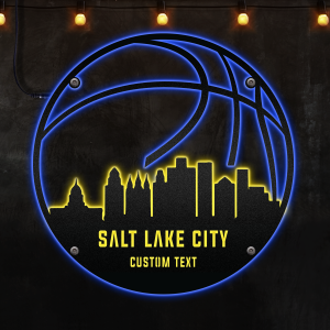 Custom Utah basketball Afcultures Custom Neon Metal Sign, Neon Lights Metal Wall Art, Personalized Sports Name Sign Decoration For Room, Basketball Player Outdoor Home Decor Gift