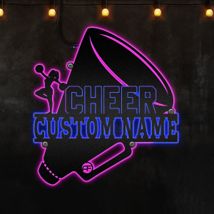 Custom Megaphone Cheerleader Metal Wall Art With Custom Neon Metal Sign, Neon Light, Personalized Cheerleader Name Sign Decoration For Room