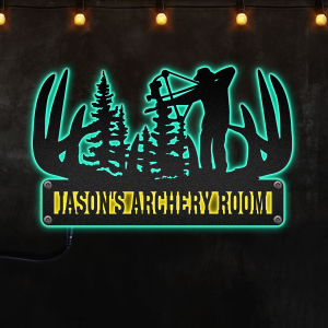 Deer Antle with Bow Hunting Afcultures Custom Neon Metal Sign, Neon Lights Metal Wall Art - MS