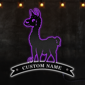 Llama Monogram - Custom, Afcultures Custom Neon Metal Sign, Neon Lights Metal Wall Art With Led Lights -