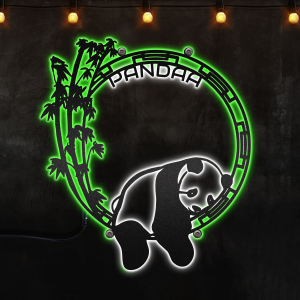Custom Panda Bear, Personalized Animals Name Sign Decoration For Room,, Afcultures Custom Neon Metal Sign, Neon Lights Metal Wall Art With Led Lights - MS