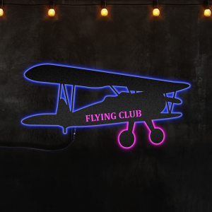 Personalized Airplane Aircraft For Flying Club, Living Room Decorating Ideas Custom Neon Metal Sign, Neon Lights Metal Wall Art - MS