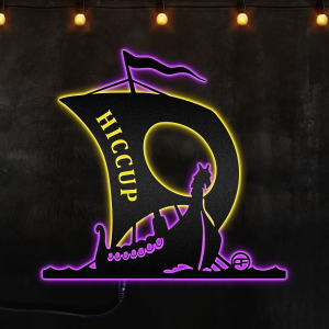 Personlized Viking Ship Custom Neon Metal Sign, Neon Lights Metal Wall Art With Led Lights - MS