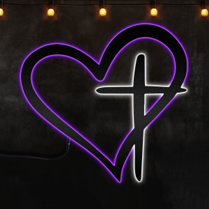 Heart Cross - Limited Special, Afcultures Custom Neon Metal Sign, Neon Lights Metal Wall Art With Led Lights -