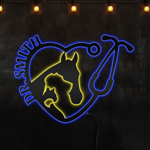 Personalized Vet Clinic Custom Neon Metal Sign, Neon Lights Metal Sign - MS