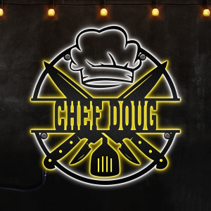 Custom Chef Logo Afcultures Neon Lights Metal Wall Art Personalized Cooking Chef Afcultures Custom Neon Metal Sign, Neon Lights Metal Wall Art - MS
