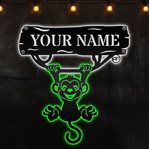 Monkey Monogram - Custom, Afcultures Custom Neon Metal Sign, Neon Lights Metal Wall Art With Led Lights -