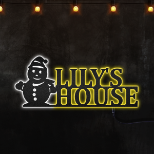 Personalized Snowman Welcome Custom Neon Metal Sign, Neon Lights Metal Wall Art - MS
