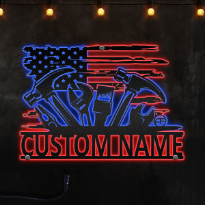 Custom US Carpenter Tools Custom Neon Metal Sign, Neon Lights Metal Wall Art - MS