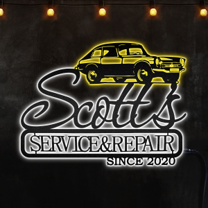 Personalized Service & Repair Metal Name Sign Custom Neon Metal Sign, Neon Lights Metal Wall Art - MS