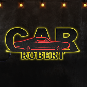 Personalized American Muscle Car Custom Neon Metal Sign, Neon Lights Metal Wall Art - MS