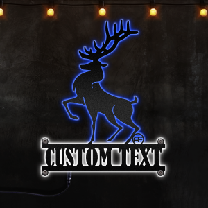 Personalized Christmas Deer, Afcultures Custom Neon Metal Sign, Neon Lights Metal Wall Art With Led Lights - MS