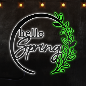 Hello Spring, Spring Metal Signs, Spring Decor Custom Neon Metal Sign, Neon Lights Metal Wall Art With Led Lights - MS