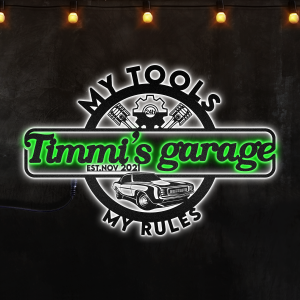 Personalized Garage Name Sign Custom Neon Metal Sign, Neon Lights Metal Wall Art - MS