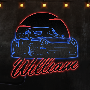 Pors And Sunset Custom Name Custom Neon Metal Sign, Neon Lights Metal Wall Art With Led Lights - MS