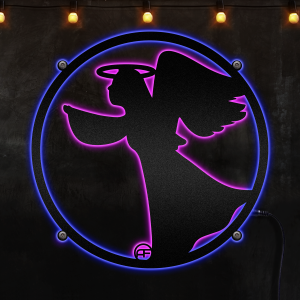 Metal Christmas Angel Sign, Christmas Decoration, Christmas Wall Art, Afcultures Custom Neon Metal Sign, Neon Lights Metal Wall Art With Led Lights - MS