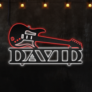 Custom Guitar Afcultures Custom Neon Metal Sign, Neon Lights Metal Wall Art, Personalized Guitar Player Name Sign Decoration, Guitarist Home Decor Gifts for Musician