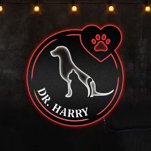 Personalized Custom Neon Metal Sign, Neon Lights Metal Sign For Veterinary Clinic - MS