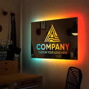 Customizable Backlit Illuminated Mirror Luxury Business Signs (Adjustable Lighting with Color Change Options)